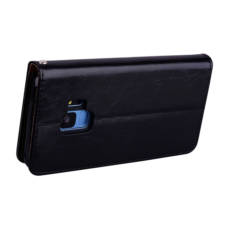 For Galaxy S9 Oil Wax Texture Horizontal Flip Leather Case with Holder & Card Slots & Wallet