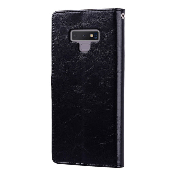 Business Style Oil Wax Texture Horizontal Flip Leather Case, with Holder & Card Slots & Wallet For Galaxy Note9