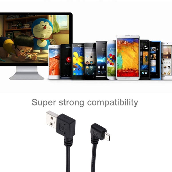 20cm USB 2.0 Left Turn Elbow to Micro USB Elbow Data Cable