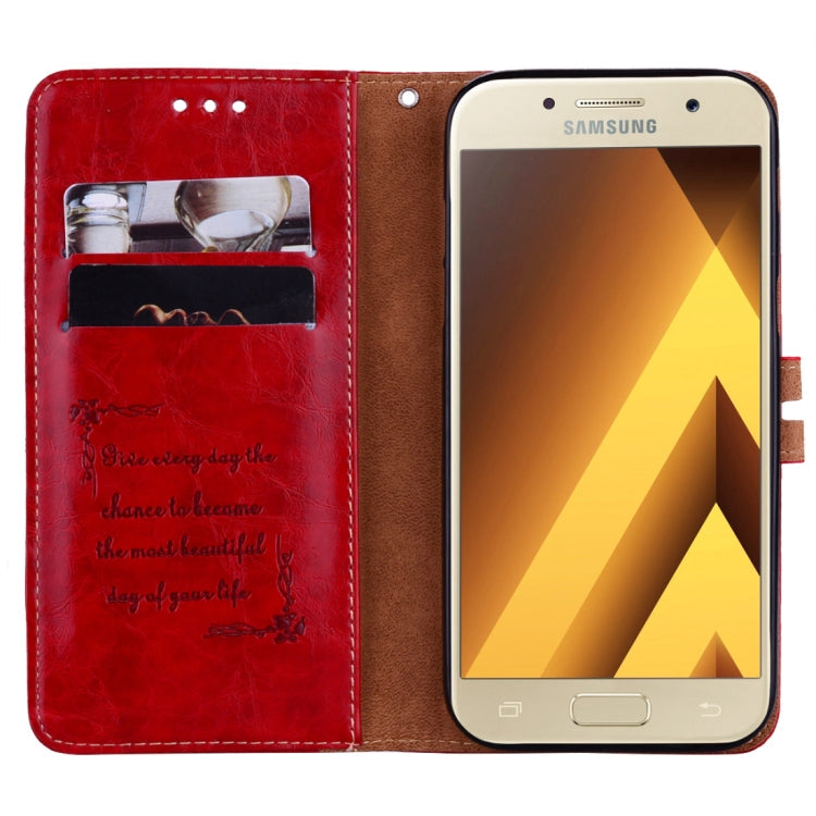 For Samsung Galaxy A5 (2017) Business Style Oil Wax Texture Horizontal Flip Leather Case with Holder & Card Slots & Wallet