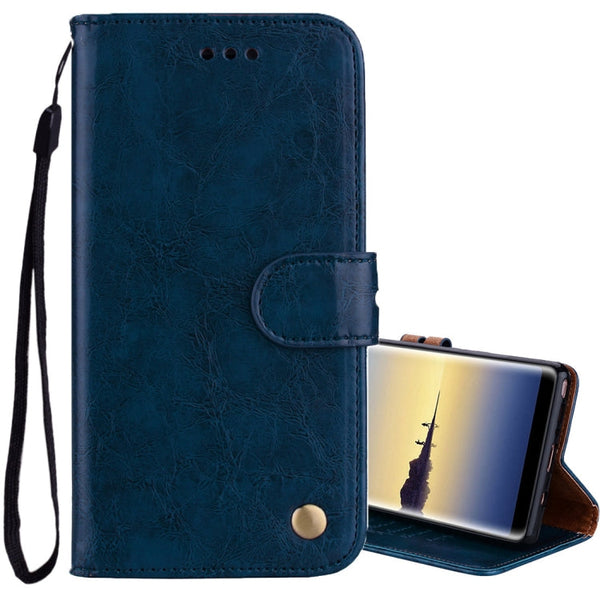 For Samsung Galaxy Note 8 Business Style Oil Wax Texture Horizontal Flip Leather Case with Holder & Card Slots & Wallet