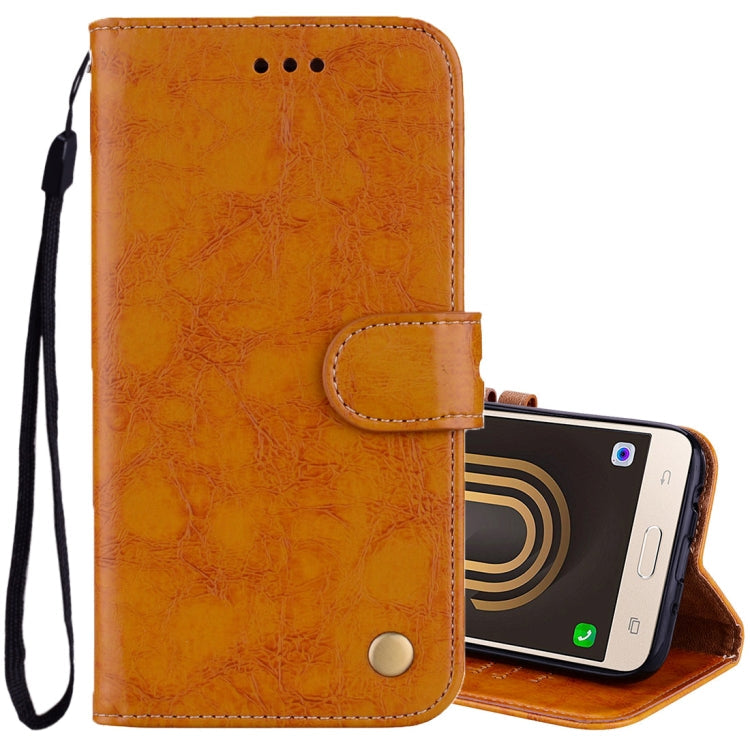 For Galaxy J3 (2017) / J330 (EU Version) Business Style Oil Wax Texture Horizontal Flip Leather Case with Holder & Card Slots & Wallet