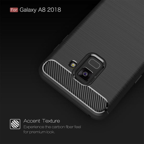 For Galaxy A8 (2018) Brushed Texture Carbon Fiber Shockproof TPU Protective Back Case, For Galaxy A8 (2018), Galaxy A8 (2018)