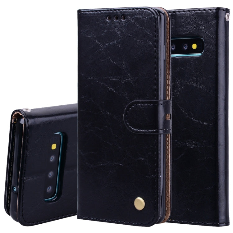 Business Style Oil Wax Texture Horizontal Flip Leather Case for Galaxy S10 Plus, with Holder & Card Slots & Wallet