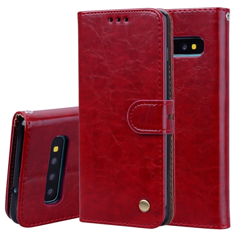 Business Style Oil Wax Texture Horizontal Flip Leather Case for Galaxy S10, with Holder & Card Slots & Wallet