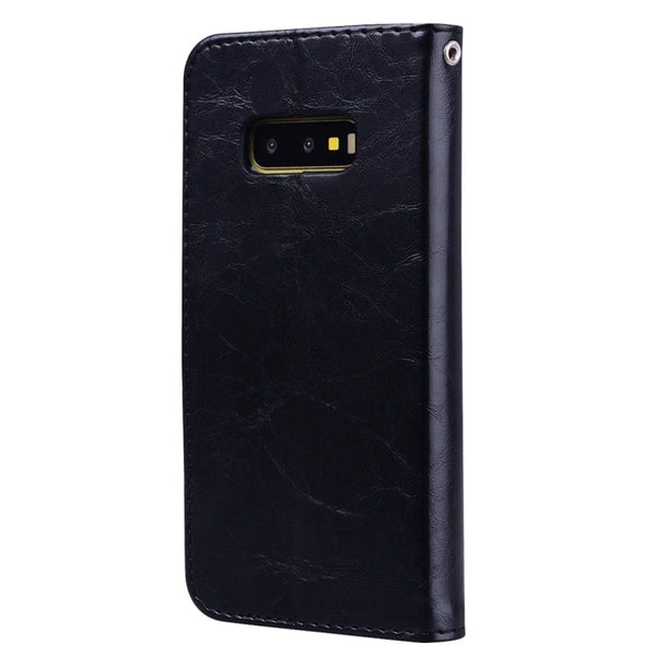 Business Style Oil Wax Texture Horizontal Flip Leather Case for Galaxy S10 E, with Holder & Card Slots & Wallet
