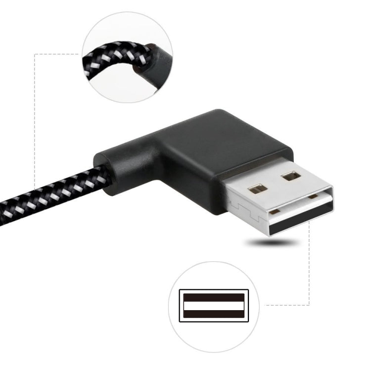 1m 2A USB to USB-C / Type-C Nylon Weave Style Double Elbow Data Sync Charging Cable