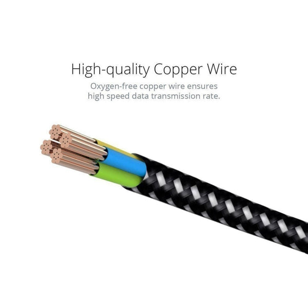 1m 2A USB to USB-C / Type-C Nylon Weave Style Double Elbow Data Sync Charging Cable