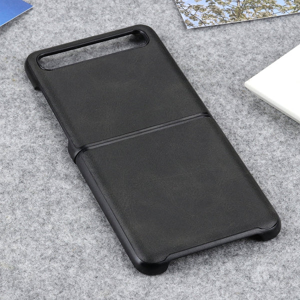 For Galaxy Z Flip Two-color Cow Leather Texture Folding Protective Case
