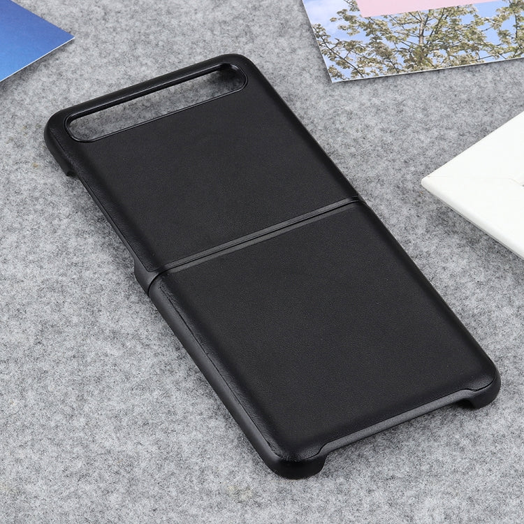 For Galaxy Z Flip Genuine Leather Lambskin Texture Folding Protective Case
