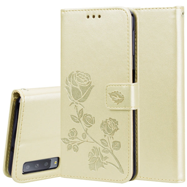 Rose Embossed Horizontal Flip PU Leather Case for Samsung Galaxy A7 (2018) , with Holder & Card Slots & Wallet