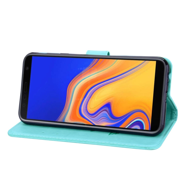 Rose Embossed Horizontal Flip PU Leather Case for Samsung Galaxy J4 Plus, with Holder & Card Slots & Wallet