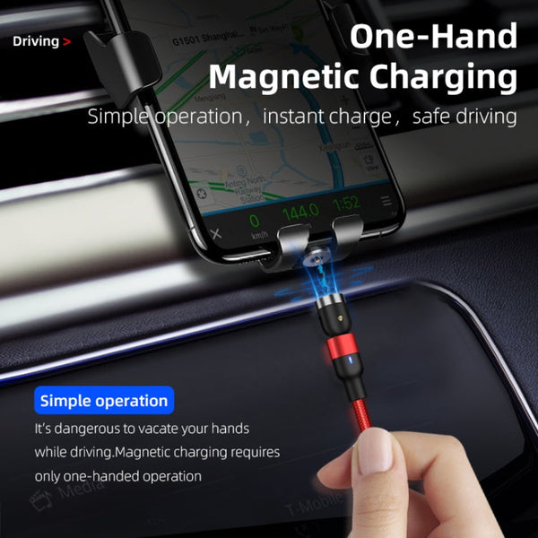 2m 2A Output USB to Micro USB Nylon Braided Rotate Magnetic Charging Cable
