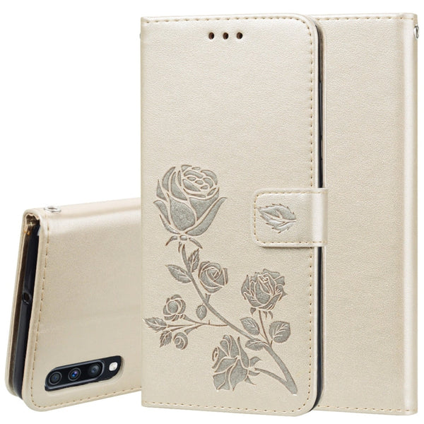 Rose Embossed Horizontal Flip PU Leather Case for Galaxy A70, with Holder & Card Slots & Wallet