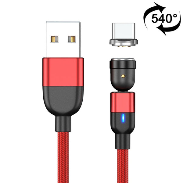 2m 3A Output USB to USB-C / Type-C 540 Degree Rotating Magnetic Data Sync Charging Cable