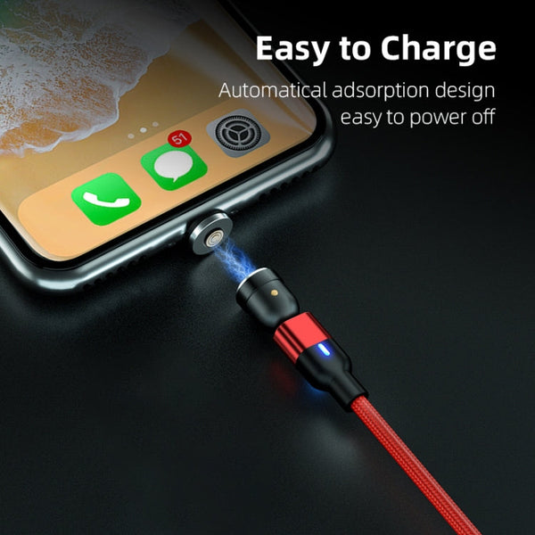 2m 3A Output USB to USB-C / Type-C 540 Degree Rotating Magnetic Data Sync Charging Cable