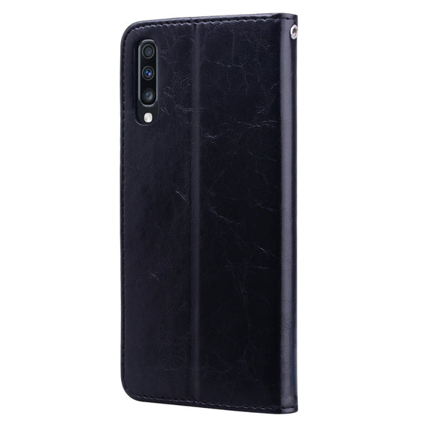 Business Style Oil Wax Texture Horizontal Flip Leather Case for Galaxy A70, with Holder & Card Slots & Wallet