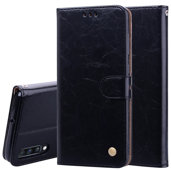 Business Style Oil Wax Texture Horizontal Flip Leather Case for Galaxy A70, with Holder & Card Slots & Wallet