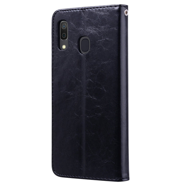 Business Style Oil Wax Texture Horizontal Flip Leather Case for Galaxy A30, with Holder & Card Slots & Wallet