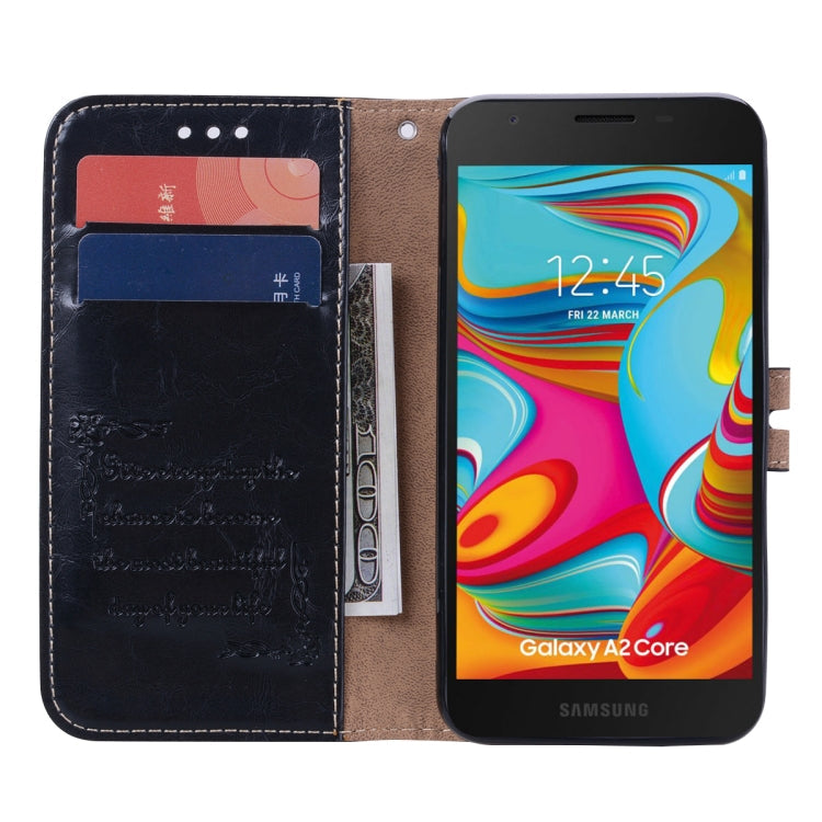 Business Style Oil Wax Texture Horizontal Flip Leather Case for Galaxy A2 Core, with Holder & Card Slots & Wallet