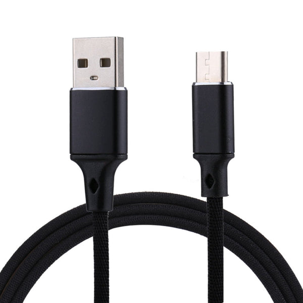 1m 2A Output USB to USB-C / Type-C Nylon Weave Style Data Sync Charging Cable