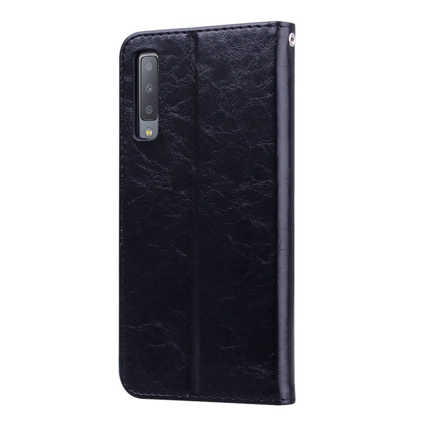 Business Style Oil Wax Texture Horizontal Flip Leather Case for Galaxy A7 (2018), with Holder & Card Slots & Wallet