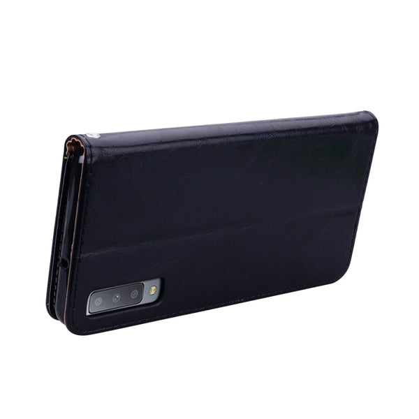 Business Style Oil Wax Texture Horizontal Flip Leather Case for Galaxy A7 (2018), with Holder & Card Slots & Wallet