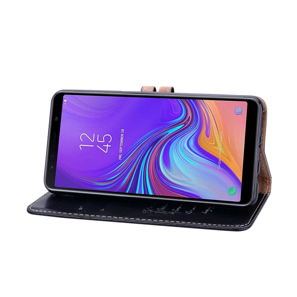 Business Style Oil Wax Texture Horizontal Flip Leather Case for Galaxy A7 (2018), with Holder & Card Slots & Wallet