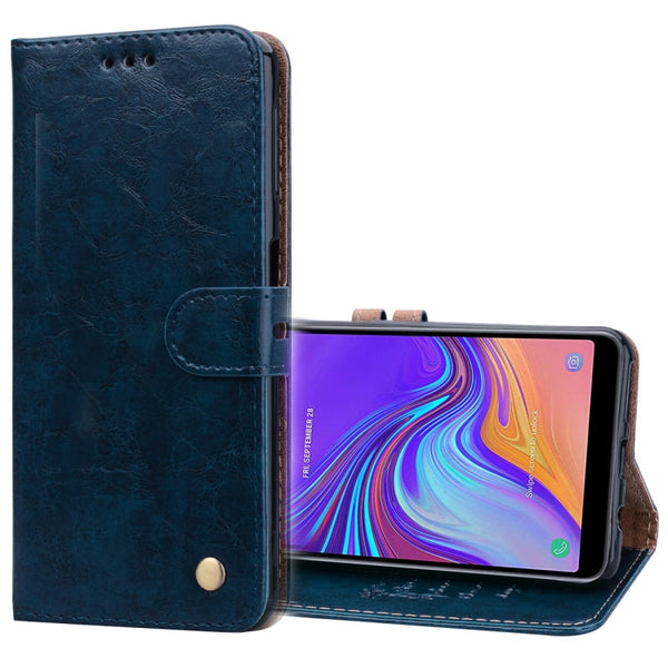Business Style Oil Wax Texture Horizontal Flip Leather Case for Galaxy A7 (2018), with Holder & Card Slots & Wallet