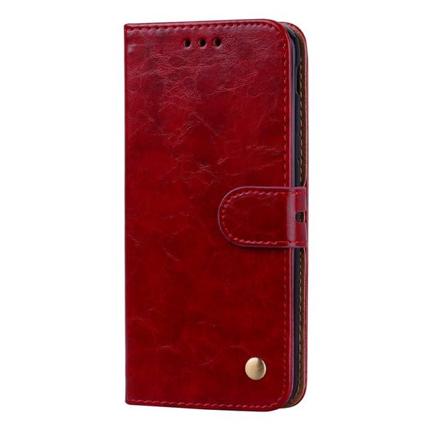Business Style Oil Wax Texture Horizontal Flip Leather Case for Galaxy J6 (EU Version) (2018), with Holder & Card Slots & Wallet