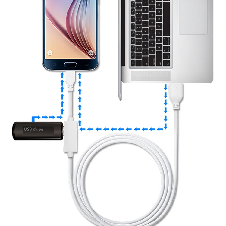 OTG-Y-02 USB 2.0 Male to Micro USB Male + USB Female OTG Charging Data Cable for Android Phones / Tablets with OTG Function, Length: 1.1m