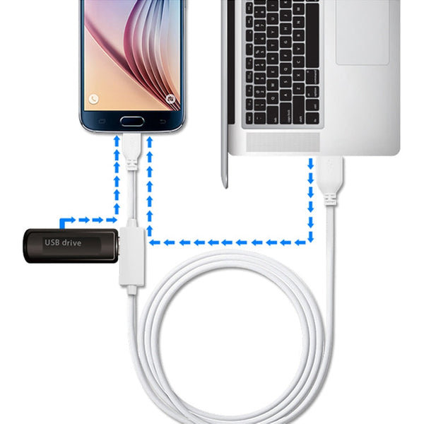OTG-Y-02 USB 2.0 Male to Micro USB Male + USB Female OTG Charging Data Cable for Android Phones / Tablets with OTG Function, Length: 1.1m