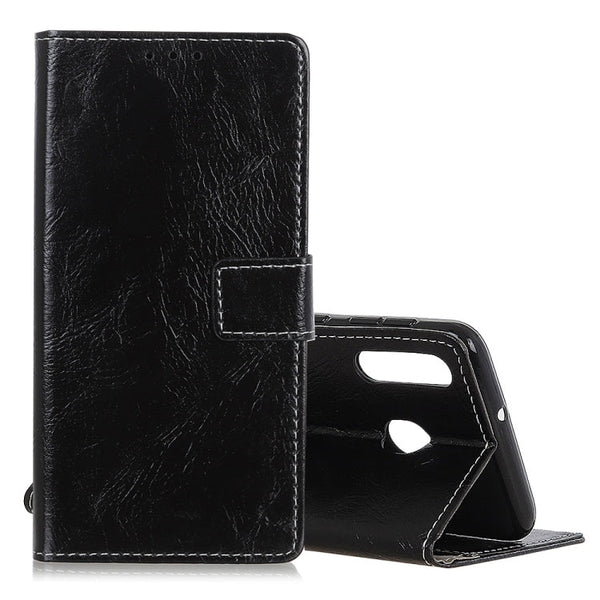 Retro Crazy Horse Texture Horizontal Flip Leather Case for Galaxy M30/A40S, with Holder & Card Slots & Photo Frame