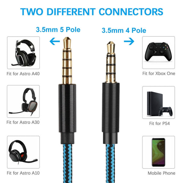 ZS0162 Wired Control Version Gaming Headset Audio Cable for Logitech Astro A10 A40 A30