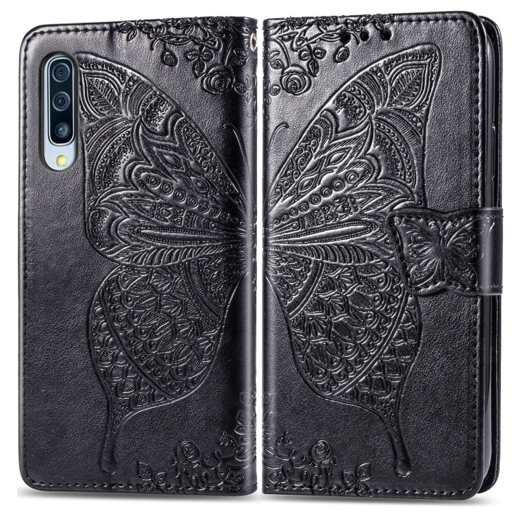 Butterfly Love Flowers Embossing Horizontal Flip Leather Case for Galaxy A70, with Holder & Card Slots & Wallet & Lanyard