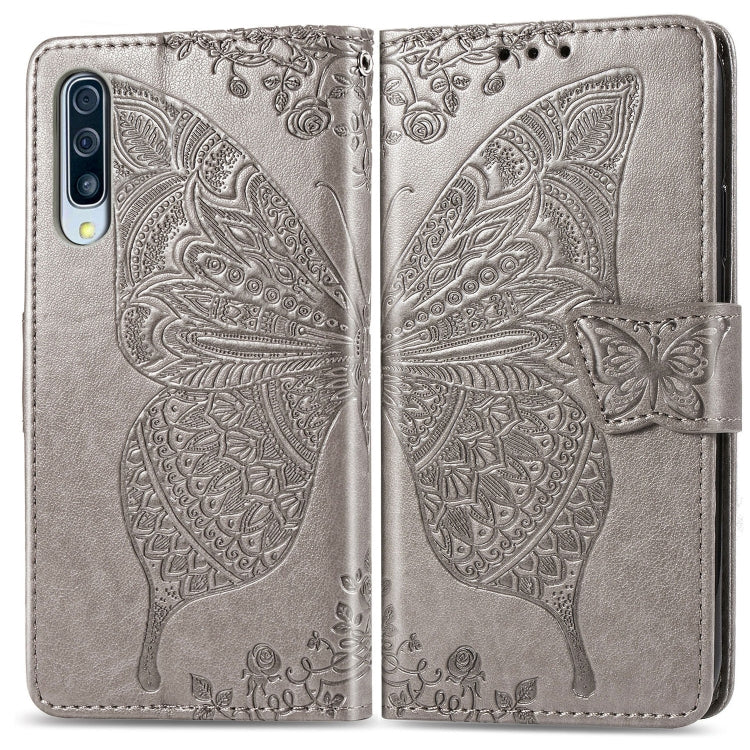 Butterfly Love Flowers Embossing Horizontal Flip Leather Case for Galaxy A70, with Holder & Card Slots & Wallet & Lanyard