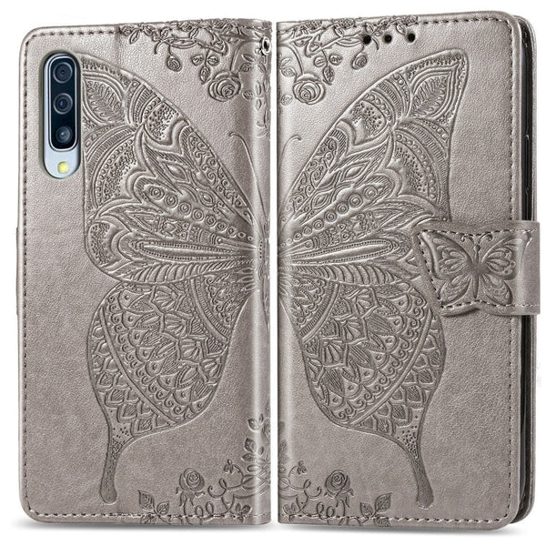 Butterfly Love Flowers Embossing Horizontal Flip Leather Case for Galaxy A70, with Holder & Card Slots & Wallet & Lanyard