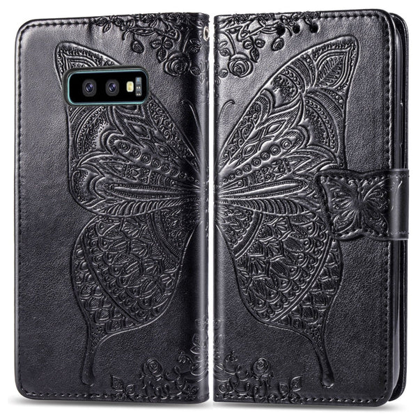 Butterfly Love Flowers Embossing Horizontal Flip Leather Case for Galaxy S10e, with Holder & Card Slots & Wallet & Lanyard