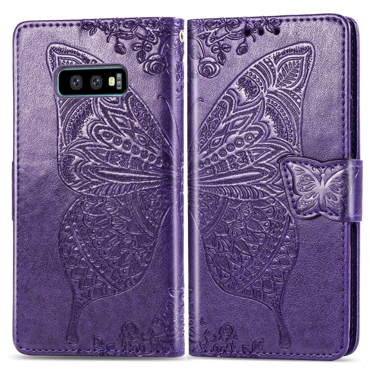 Butterfly Love Flowers Embossing Horizontal Flip Leather Case for Galaxy S10e, with Holder & Card Slots & Wallet & Lanyard