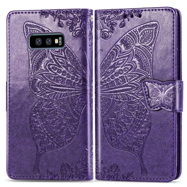 Butterfly Love Flowers Embossing Horizontal Flip Leather Case for Galaxy S10e, with Holder & Card Slots & Wallet & Lanyard