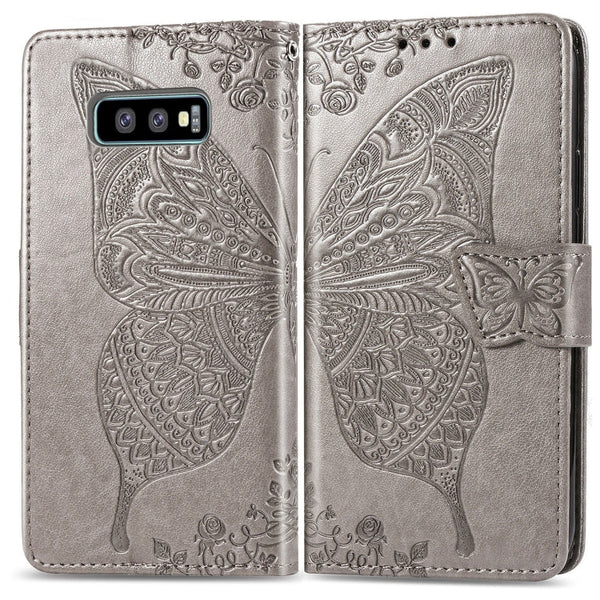 Butterfly Love Flowers Embossing Horizontal Flip Leather Case for Galaxy S10e, with Holder & Card Slots & Wallet & Lanyard