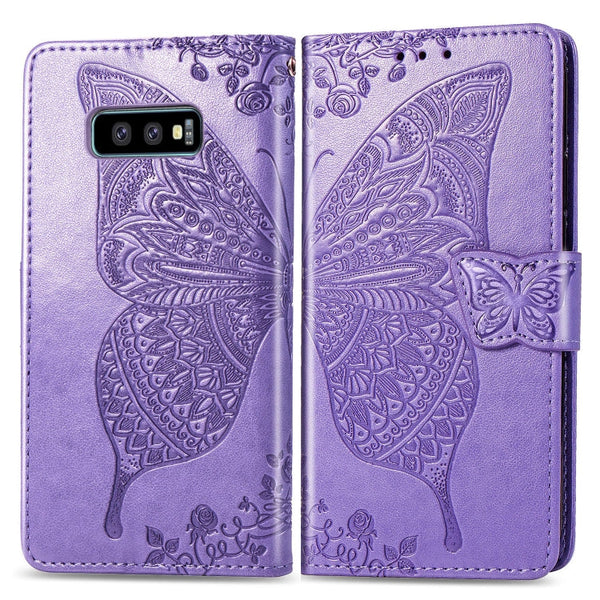 Butterfly Love Flowers Embossing Horizontal Flip Leather Case for Galaxy S10e, with Holder & Card Slots & Wallet & Lanyard
