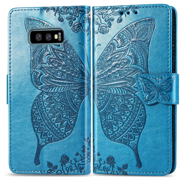 Butterfly Love Flowers Embossing Horizontal Flip Leather Case for Galaxy S10e, with Holder & Card Slots & Wallet & Lanyard