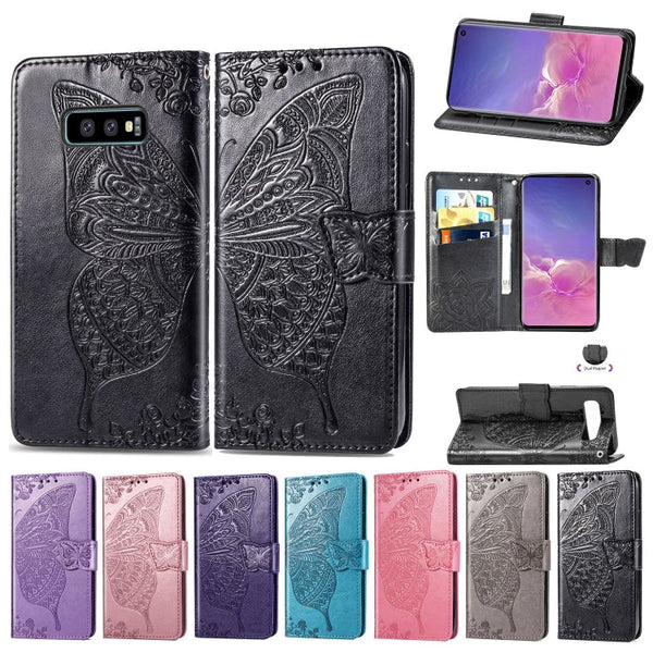 Butterfly Love Flowers Embossing Horizontal Flip Leather Case for Galaxy S10e, with Holder & Card Slots & Wallet & Lanyard