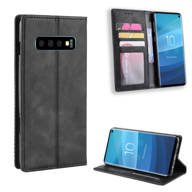 Magnetic Buckle Retro Crazy Horse Texture Horizontal Flip Leather Case for Galaxy S10 (5G), with Holder & Card Slots & Photo Frame