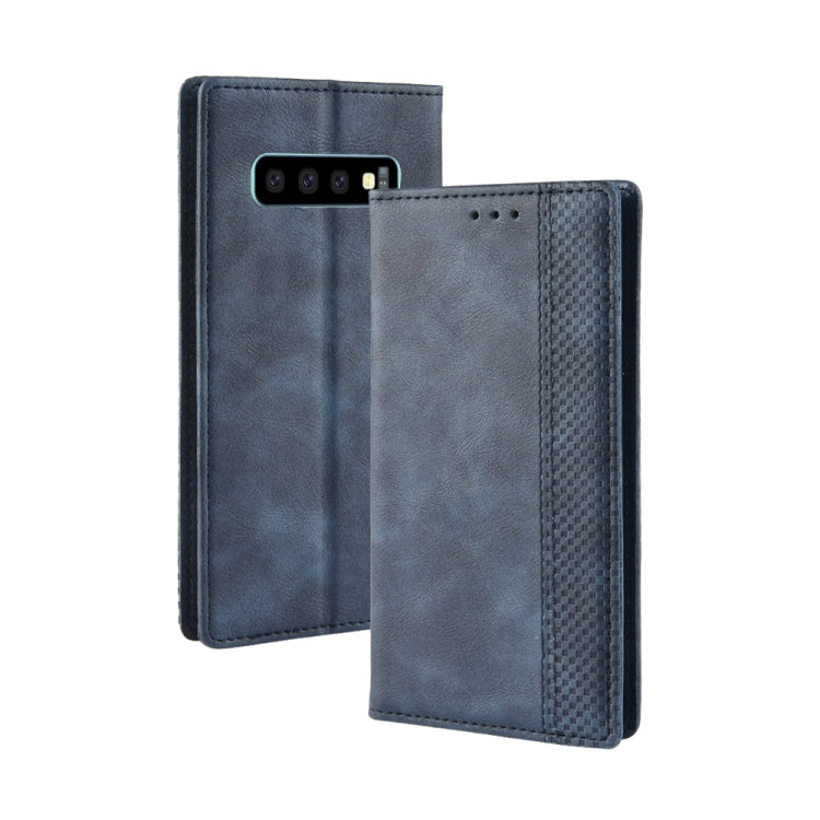 Magnetic Buckle Retro Crazy Horse Texture Horizontal Flip Leather Case for Galaxy S10 (5G), with Holder & Card Slots & Photo Frame