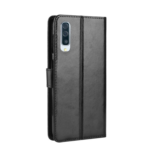 Retro Crazy Horse Texture Horizontal Flip Leather Case for Galaxy A70, with Holder & Card Slots & Photo Frame