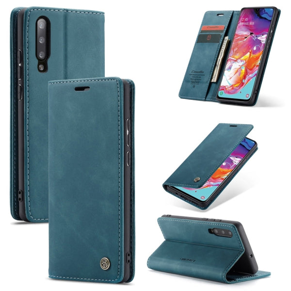 CaseMe-013 Multifunctional Retro Frosted Horizontal Flip Leather Case for Galaxy A70, with Card Slot & Holder & Zipper Wallet & Photo Frame