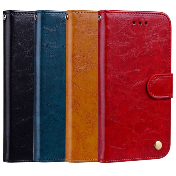 Business Style Oil Wax Texture Horizontal Flip Leather Case for Galaxy A6 Plus (2018), with Holder & Card Slots & Wallet