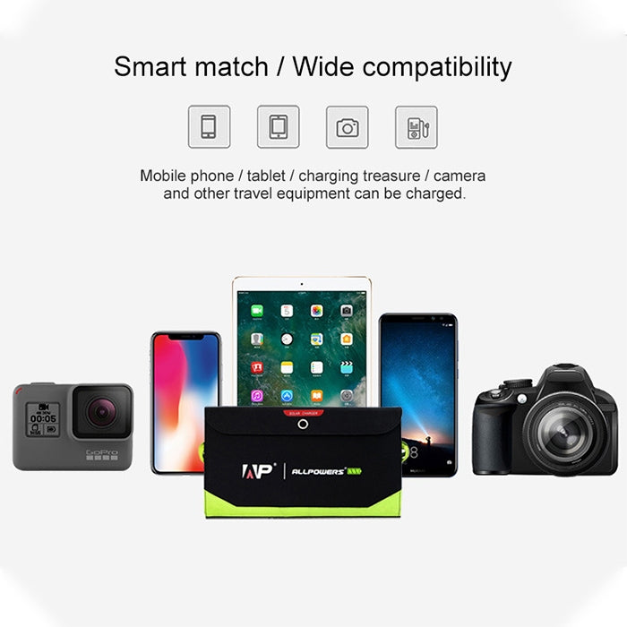 ALLPOWERS Solar Panel 10W 5V Solar Charger Portable Solar Battery Chargers Charging